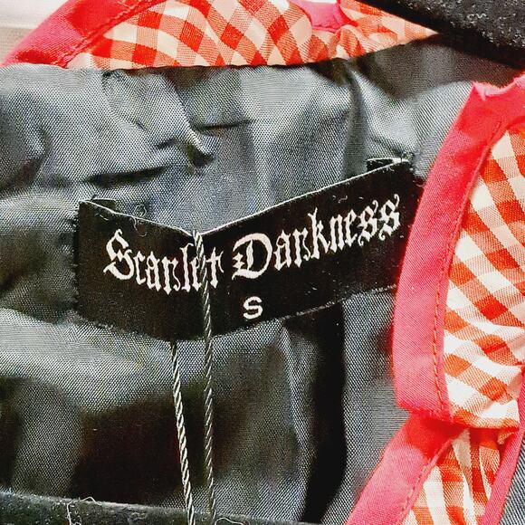 Scarlet Darkness Black Lace up Corset Front Fit Flare Gingham Trim Dress Goth Sm - Picture 4 of 7